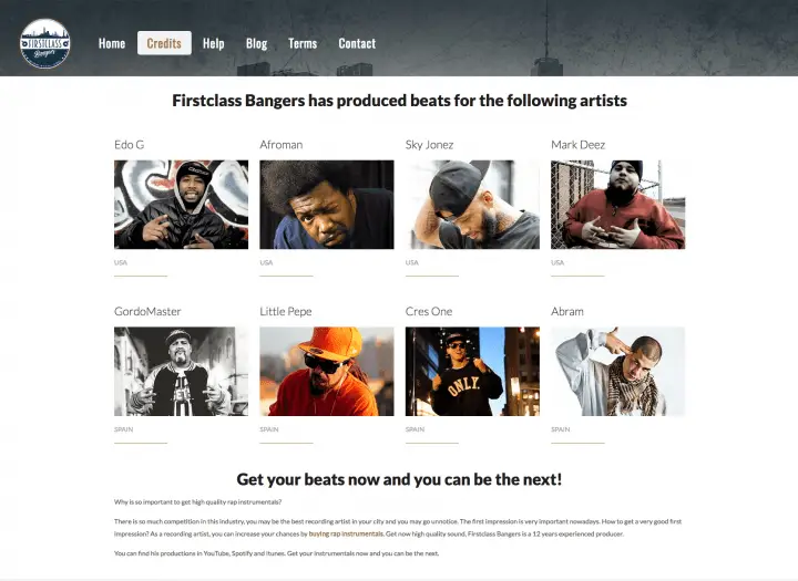 Music Production Credits - Important Website Pages