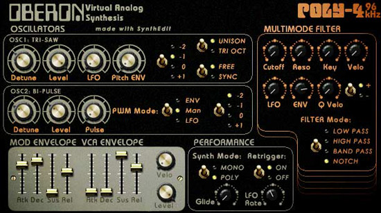 Oberon Poly 4 VA Synth VST Plugin