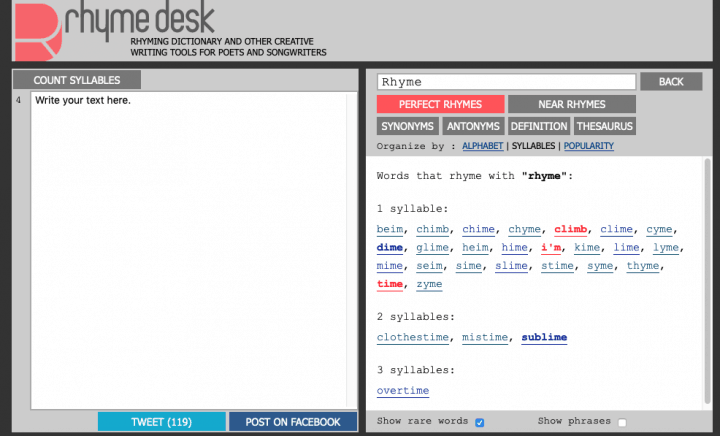 10 Free Rhyming Dictionary Websites To Help Write Music Poetry