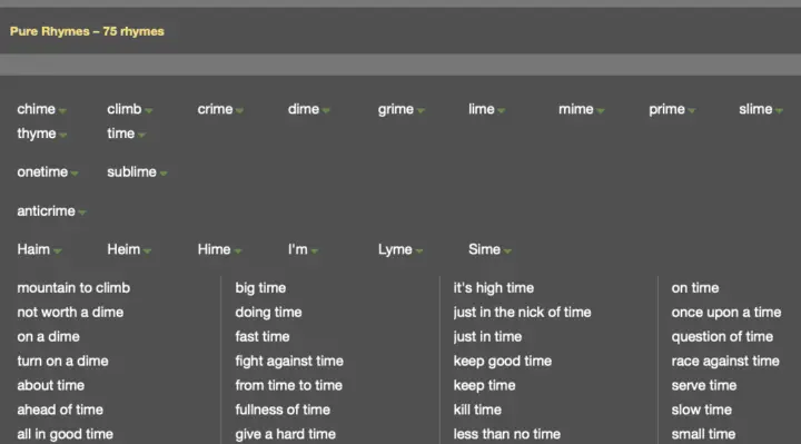 WikiRhymer - Free Rhyming Dictionary Websites to Help Write Music