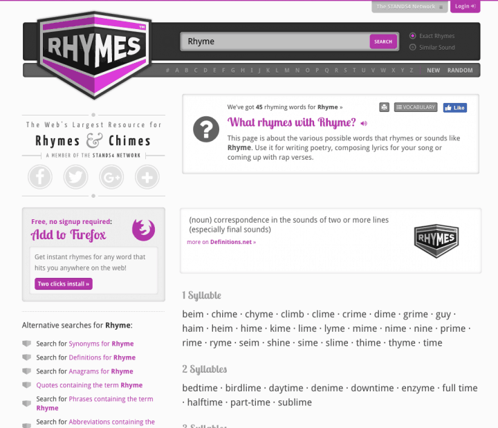 Rhymes.net - Rhyming Dictionary Website