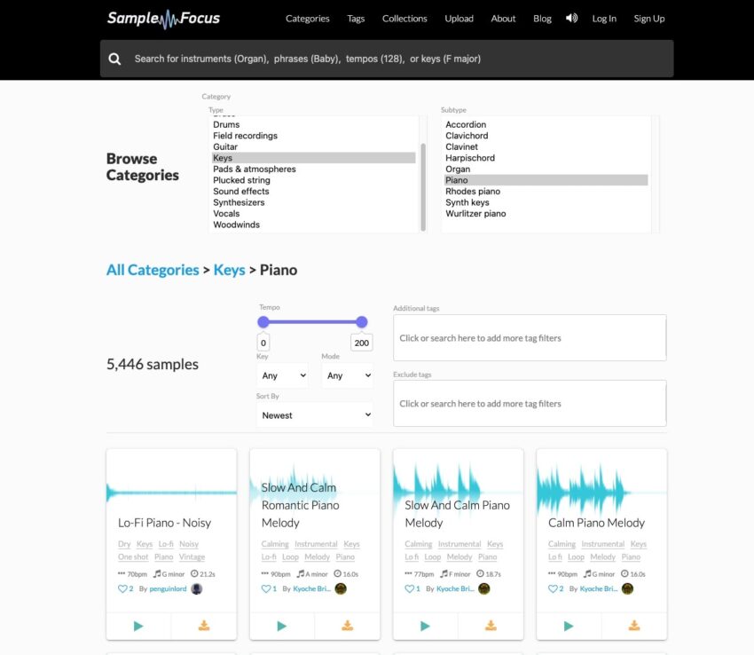 Sample Focus Piano Samples