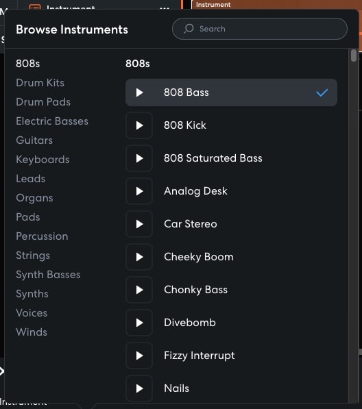 Bandlab Instrument Browser