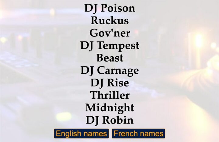 Fantasy Name Generators DJ Name Generator