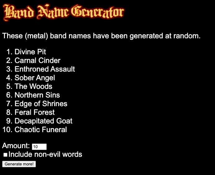 Metal Band Name Generator