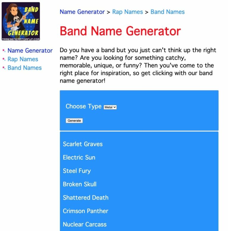 30 FREE Band Name Generators For Band Name Ideas