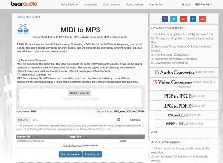 Bear Audio Tool MIDI to MP3 