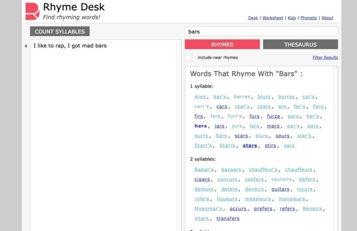 Rhyme Desk