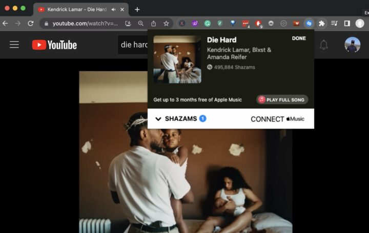 Shazam Google Chrome Add-on
