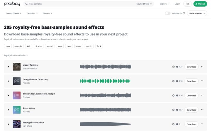 Pixabay Royalty Free Bass Samples