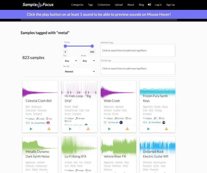 Sample Focus Metal Samples